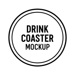 Circular Black and White Drink Coaster Mockup Template