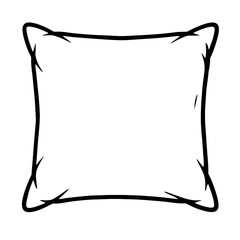 Black and White Outline Icon of a Cushion or Pillow for Home Decor