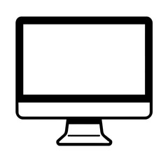 Black and White Outline Icon of a Computer Monitor or Desktop Screen