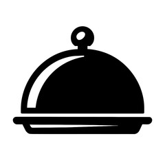 Black Silhouette Icon of a Food Cloche or Serving Dish