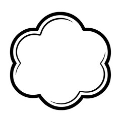 Stylized Black and White Cloud or Speech Bubble Outline Frame