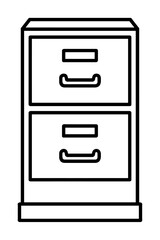 Simple Black and White Filing Cabinet Icon - Document Storage Furniture