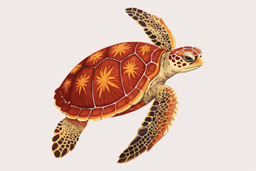Turtle Illustration with Abstract Background