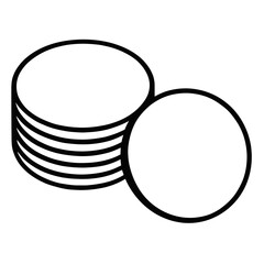 Simple Black and White Stack of Plates Icon - Kitchen Dishes Symbol