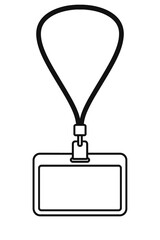 Obraz premium Simple Black and White Blank ID Card Holder with Lanyard Icon