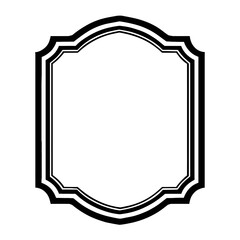 Simple Black and White Ornate Vintage Frame Icon - Decorative Label or Border