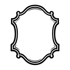 Simple Black and White Ornate Plaque Frame Icon - Decorative Label Template