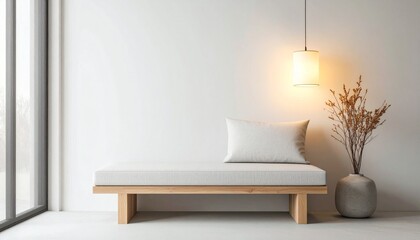 Brutalist Reading Nook with Cushion and Texture. Interior Design Mockup
