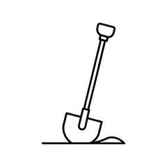 post hole digger line art on white background