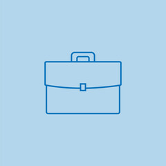Briefcase Thin Line Vector Icon. Flat icon isolated on blue background