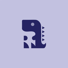 Cute blue crocodile flat vector logo simple minimalist design