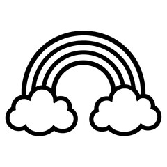 Simple Black and White Rainbow with Clouds Icon