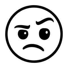 Simple Black and White Annoyed Face Emoji Icon