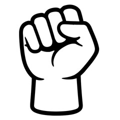Simple Black and White Raised Fist Icon