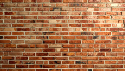 Obraz premium Wide angle Vintage Red brick wall Background, full-frame, high-resolution texture of an old, weathered red brick wall. The bricks vary in tone from deep reddish-brown to lighter oranges