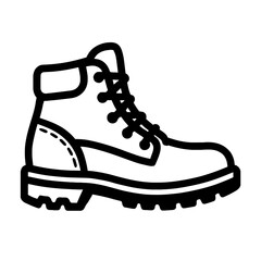 Simple Black and White Hiking or Work Boot Icon