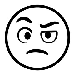 Simple Black and White Angry Face Emoji Icon