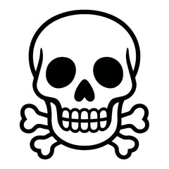 Simple Black and White Skull and Crossbones Icon