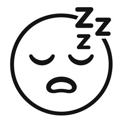 Simple Black and White Sleepy Face Emoji Icon with Zzz