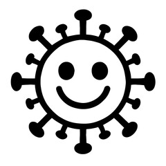 Obraz premium Playful Happy Coronavirus Smiley Face Vector Icon - Positive and Whimsical Germ Illustration