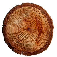Obraz premium Wooden log slice with distinct growth rings, showcasing natural textures and warm tones. Ideal for rustic decor or craft projects, this piece embodies nature beauty and craftsmanship
