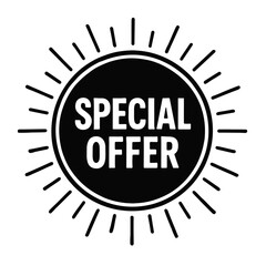 Black Outline Special Offer Sunburst Badge for Promotions