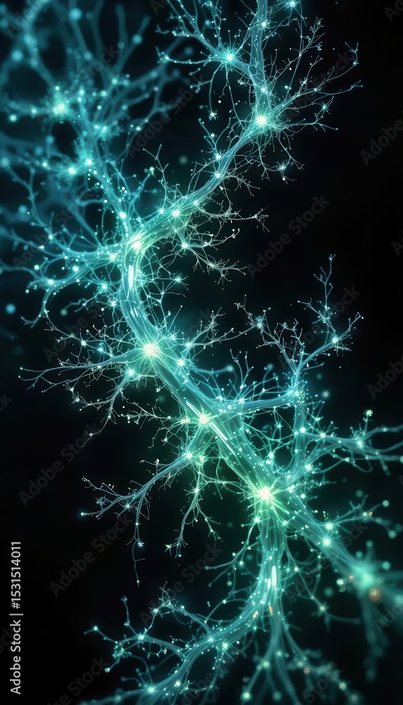 Poster abstract background featuring illuminated neural patterns for mobile device displays