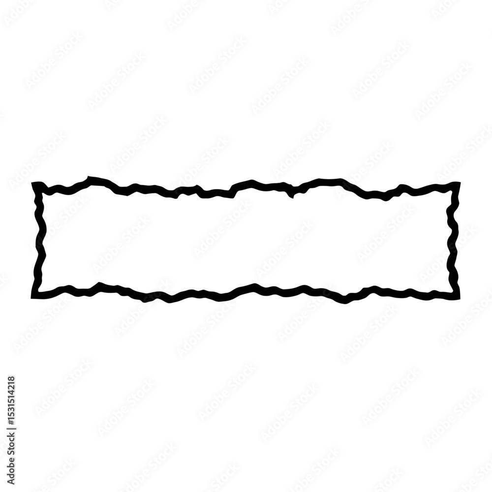 Poster single black and white jagged torn rectangular banner vector - customizable grunge design element