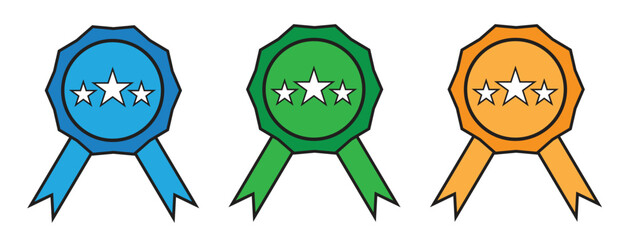 set of colorful badge with star icon