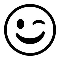 Simple Black and White Winking Smiley Face Emoji Icon for Flirty or Playful Moods