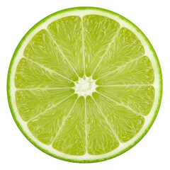 Perfect lime slice cross section isolated on transparent background