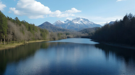 Fototapeta premium Stunning View of Fusine Lake with DFEDD