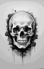 CP Skull on black ink