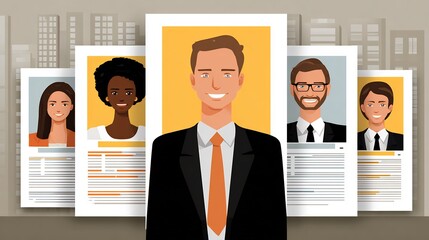 Equal opportunity employment hiring process showing unbiased recruitment resume of diverse candidates HR professional smiling modern office background inclusion message
