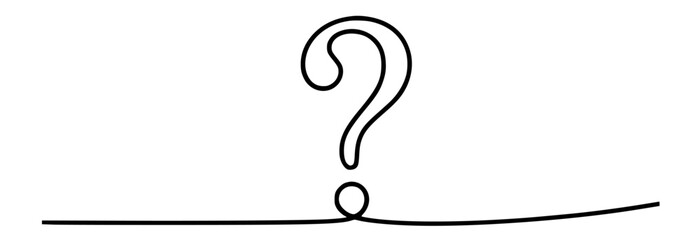 Simple hand drawn question mark with continuous line on a white background