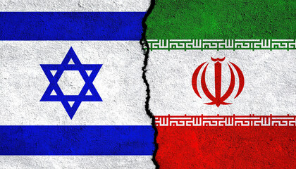 Israel and Iran flags waving one near the other one
