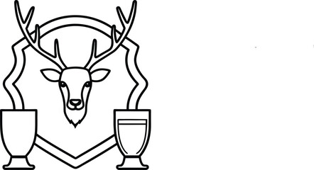 Elegant Forest Deer Head with Antlers – Outline Style
