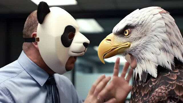 Man in Panda Mask vs. Eagle Head