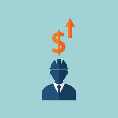 Engineer increasing profits business growth concept icon