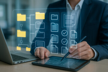 Document Management and Approval Interface on Tablet and Laptop