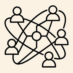 Network connection icon five people global communication teamwork