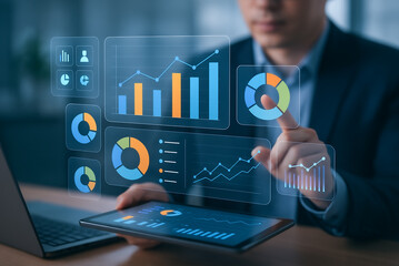 Business Analytics Dashboard on Tablet and Laptop