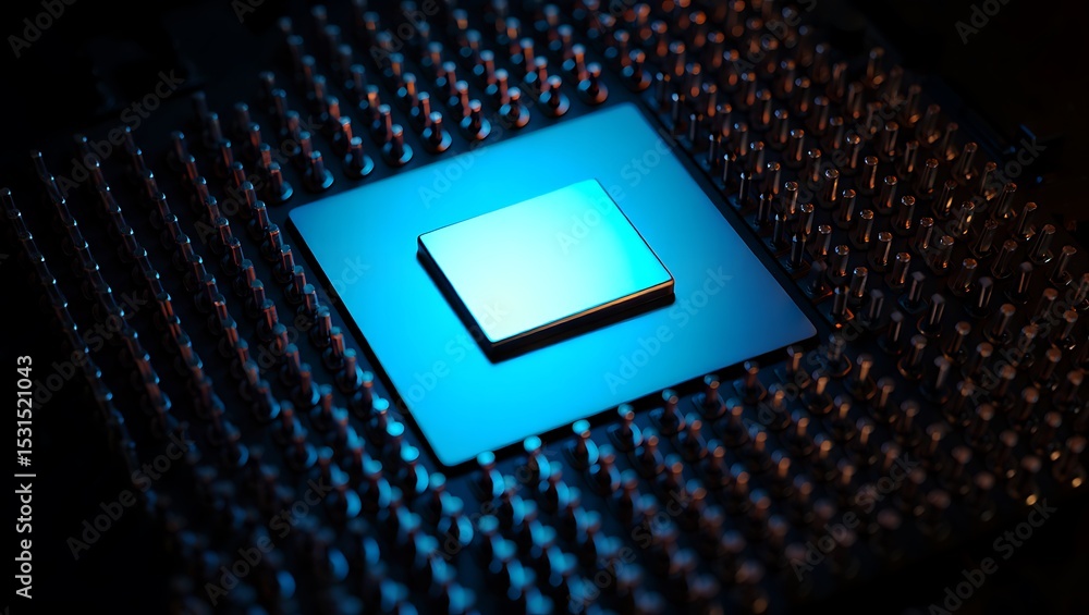 Poster close-up of a central processing unit (cpu) chip high-tech microprocessor technology