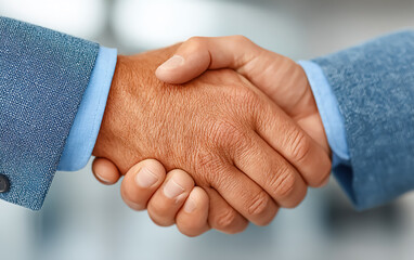 Close-up of a business handshake between professionals in formal suits, symbolizing partnership, trust, and successful deal-making. Ideal for corporate, finance, and teamwork visuals. PNG and transpar
