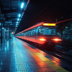 Long exposure of car lights at station