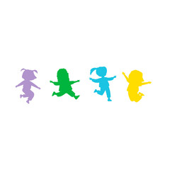 International friendship day with group kids jumping 