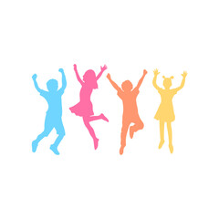 International friendship day with group kids jumping 