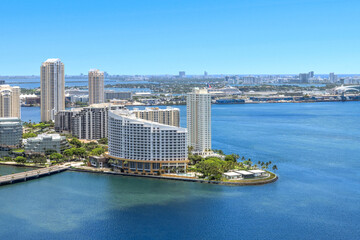 View of Brickell Key in Miami and Mandarin Oriental,  Florida