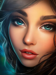 Illustrative Woman Face - Close Up