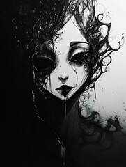 Fototapeta premium Illustrative Woman Face - Close Up